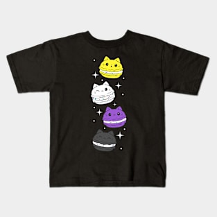 Non Binary Pride Flag Nonbinary Cat Enby Macaron Kids T-Shirt